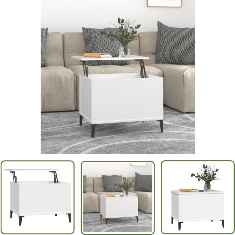 Maison Chic - The Living Store Couchtisch Weiß 60x44,5x45 cm Holzwerkstoff - Couchtisch - Wohnzimmereinrichtung - Weißer Couchtisch - Holzwerkstoff