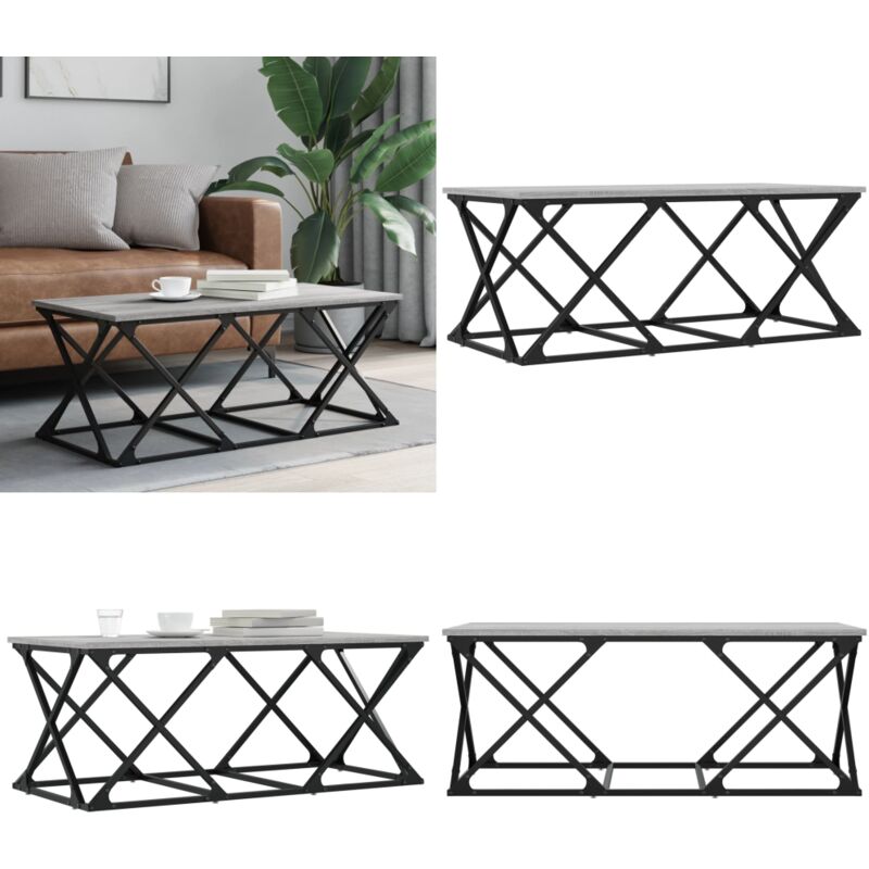 Couchtisch Grau Sonoma 100x49x40 cm Holzwerkstoff - Wohnzimmer Couchtisch - Holz Couchtisch