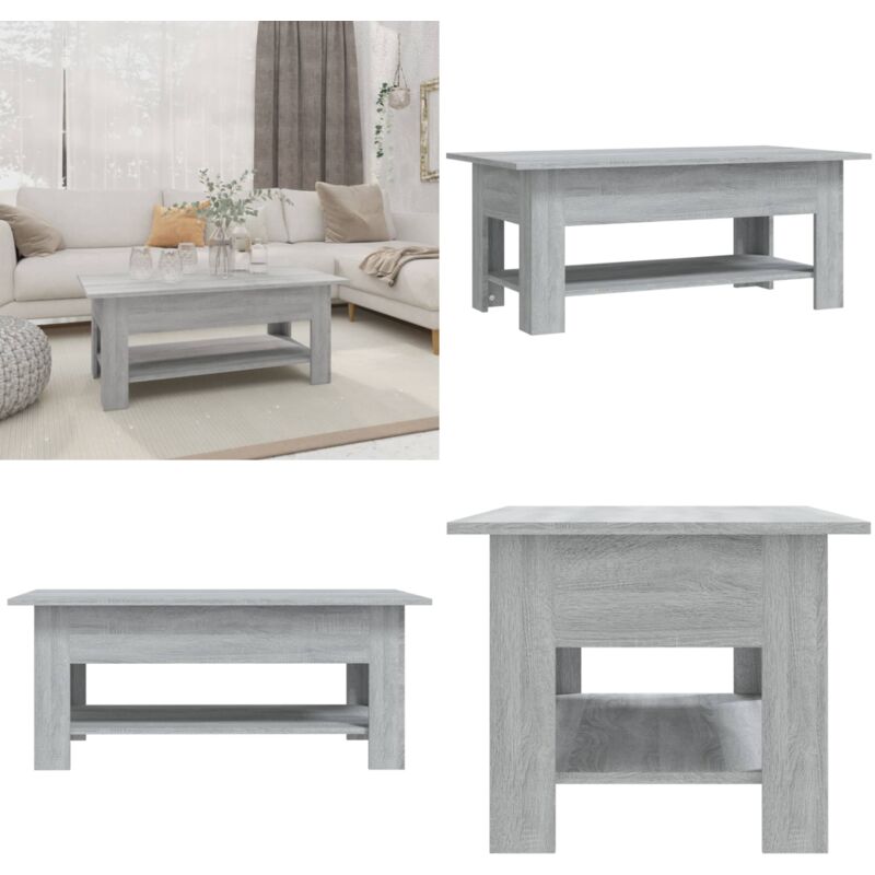 Vidaxl - Couchtisch Grau Sonoma 102x55x42 cm Holzwerkstoff - Moderner Couchtisch - Couchtisch Grau - Holzwerkstoff Couchtisch - Wohnzimmertisch - tv