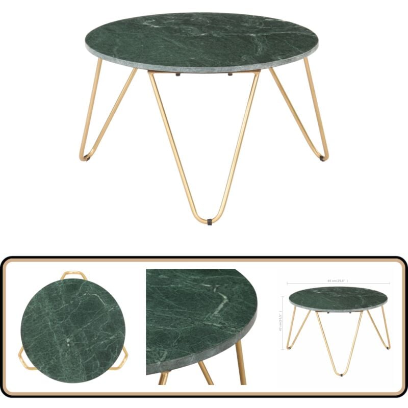 Couchtisch Grün 65x65x42 cm Echtstein in Marmoroptik - Moderner Couchtisch - Couchtisch Grün - Steinchic - Marmoroptik - Esszimmertisch