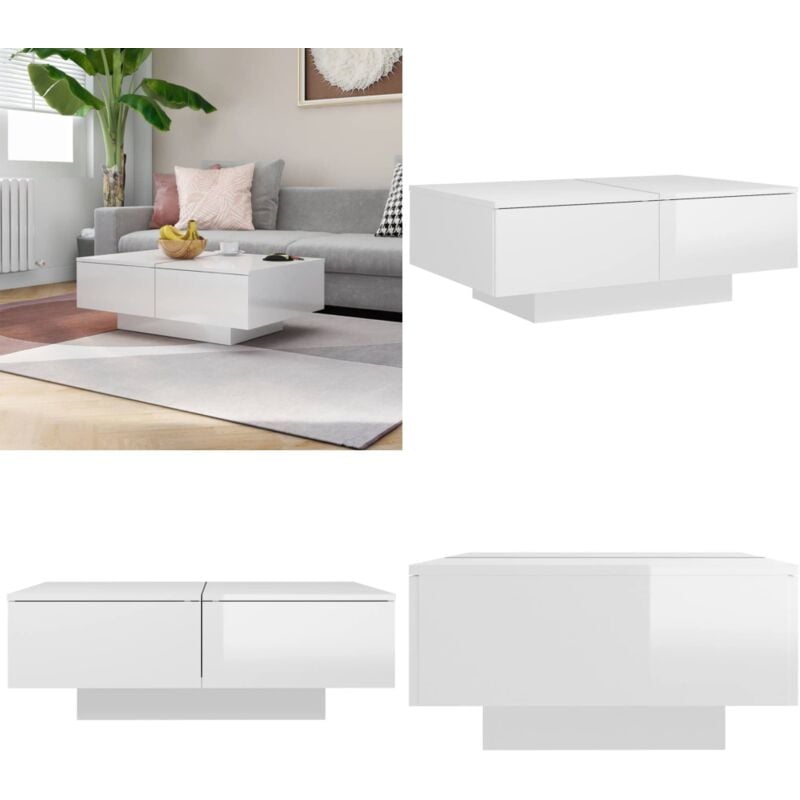 Vidaxl - Couchtisch Hochglanz-Weiß 90x60x31 cm Holzwerkstoff - Couchtisch - Wohnzimmerstil - Holzwerkstoff Möbel - Weißer Couchtisch - Beistelltisch