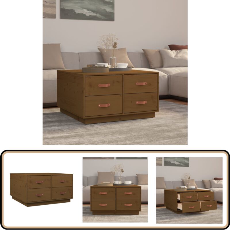 Vidaxl - Couchtisch Honigbraun 80x80x45 cm Massivholz Kiefer - Holz Couchtisch - Kiefernholz Couchtisch - Wohnzimmerschreibtisch - Massiver
