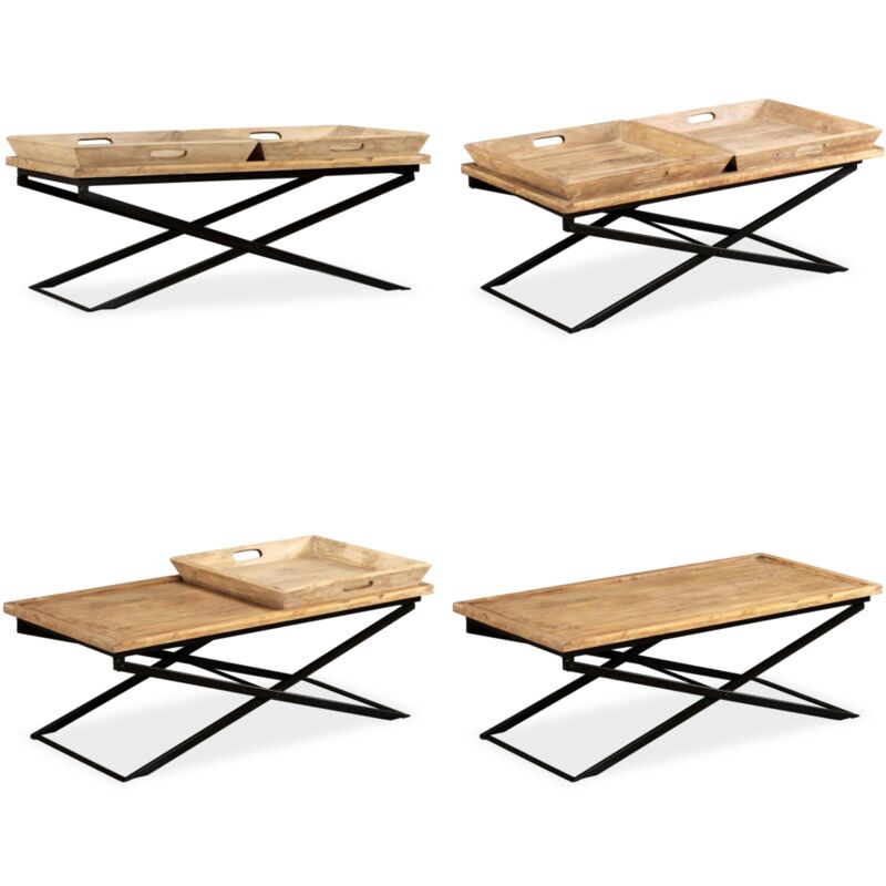 Vidaxl - Couchtisch Mangoholz Massiv 110 x 55 x 42 cm - Industrieller Couchtisch - Mangoholz Couchtisch - Wohnzimmertisch - Couchtisch Mit