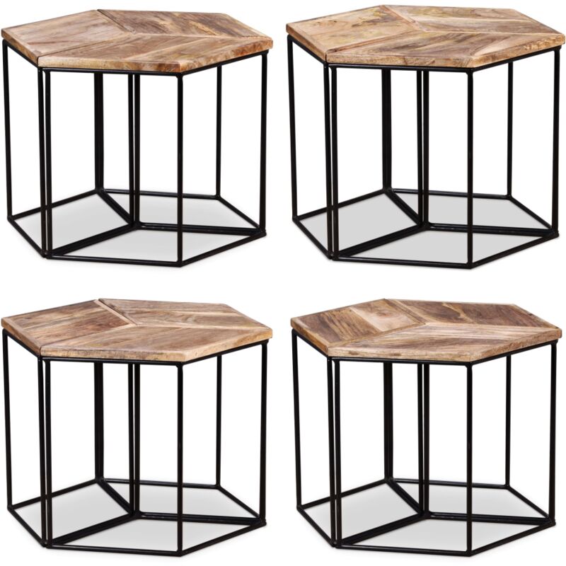 Couchtisch Massivholz Mango 56x48x40 cm - Holz Couchtisch - Mangoholz Couchtisch - Couchtisch Set - Modularer Couchtisch - Vintage Couchtisch - Home
