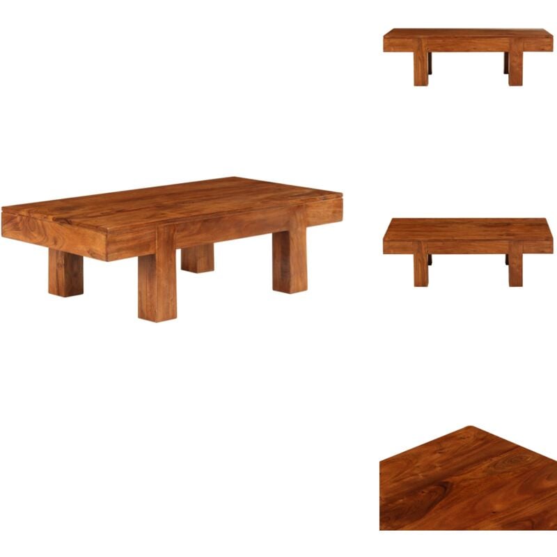 Couchtisch Massivholz mit Honigfarbenem Finish 100x50x30 cm - Holz Couchtisch - Vintage Couchtisch - Acacienholzmöbel - Wohnzimmerstil - Side Table