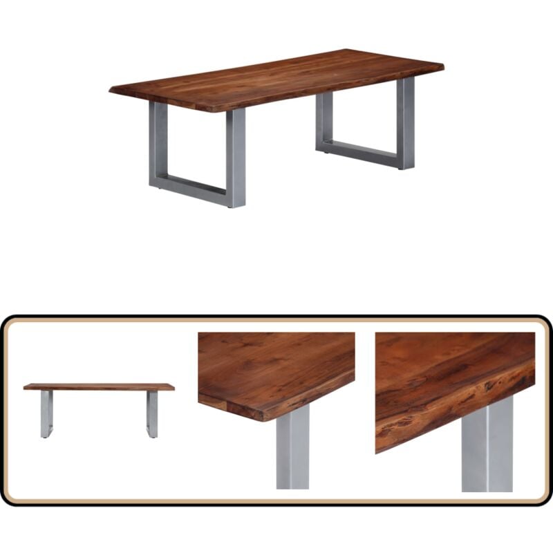 Couchtisch mit lebenden Kanten 115x60x40 cm Massivholz Akazie - Industrielles Möbelstück - Couchtisch - Holzmöbel - Esszimmertisch - Wohnzimmerstil