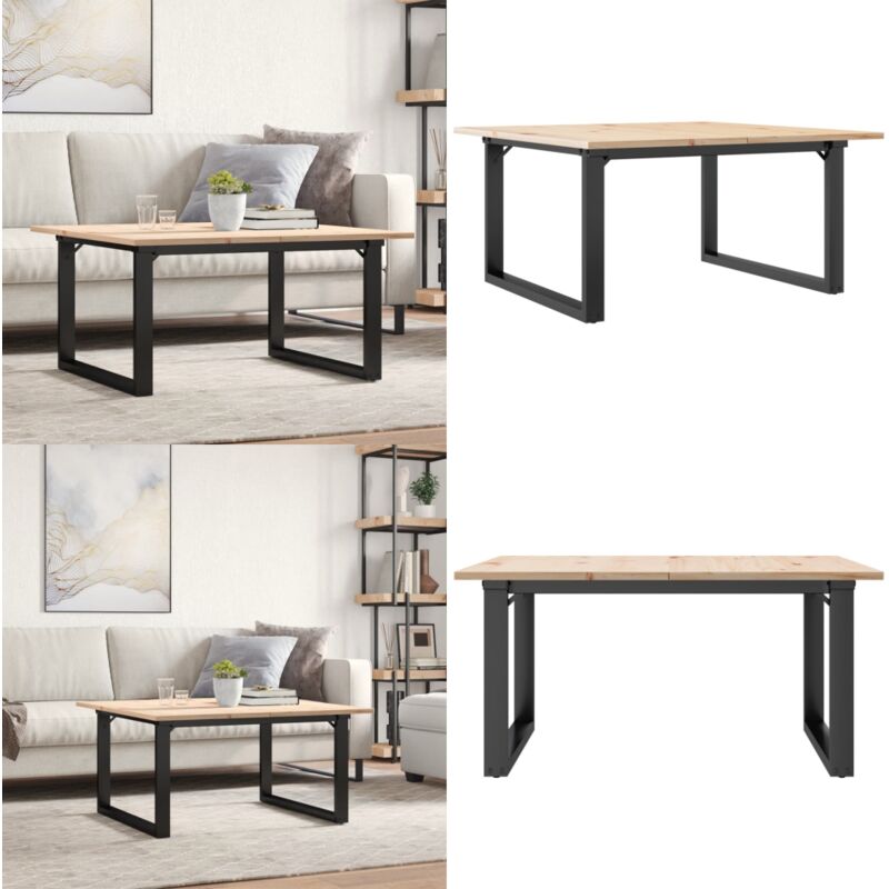 Couchtisch O-Gestell 90x90x45cm Massivholz Kiefer und Stahl - Massivholz Couchtisch - Kiefer Couchtisch