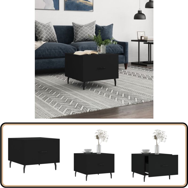 Vidaxl - Couchtisch Schwarz 50x50x40 cm Holzwerkstoff - Schwarzer Couchtisch - Holzwerkstoff Couchtisch - Couchtisch Mit Schublade - Kleiner