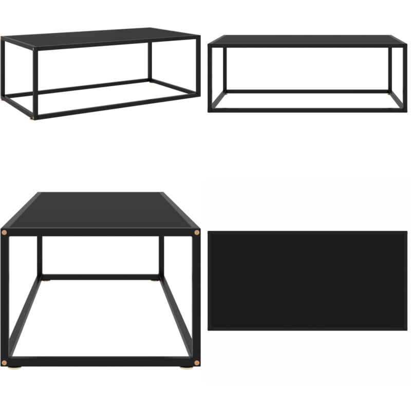 Couchtisch Schwarz mit Schwarzem Glas 100x50x35 cm - Couchtisch - Wohnzimmertisch - Schwarzer Couchtisch - Glastisch - Modernes Sofa - Home & Living