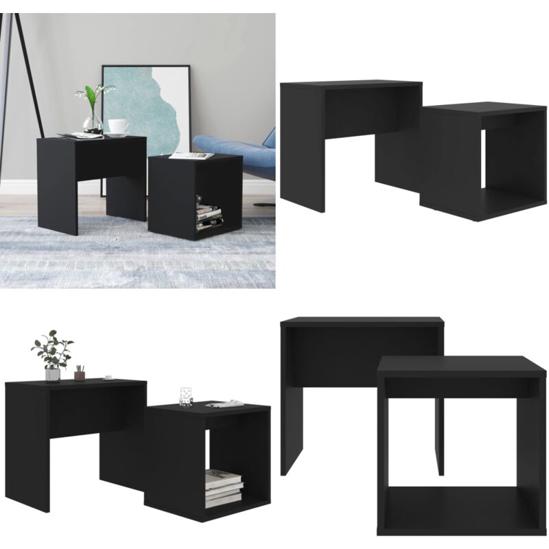 Vidaxl - Couchtisch-Set Schwarz 48x30x45 cm Holzwerkstoff - Couchtisch - Holztisch - Wohnzimmerschmuck - Platzsparendes Möbelstück - Sideboard - Home