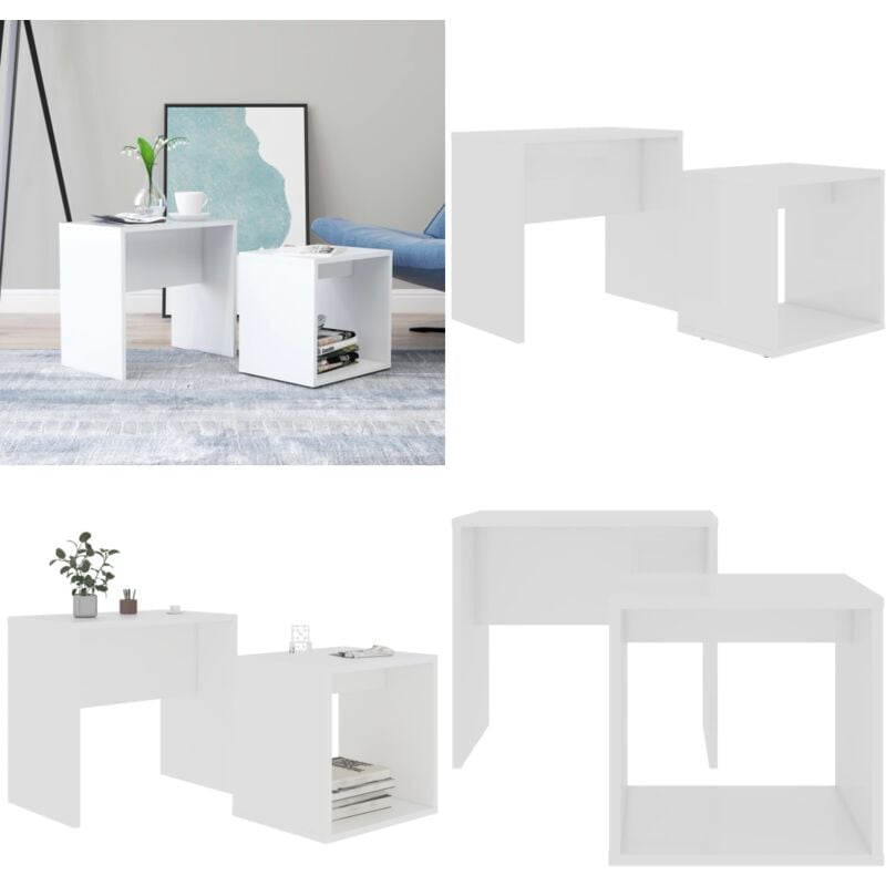 Vidaxl - Couchtisch-Set Weiß 48x30x45 cm Holzwerkstoff - Couchtisch - Holztisch - Wohnzimmerschmuck - Platzsparendes Möbelstück - Sideboard - Home &