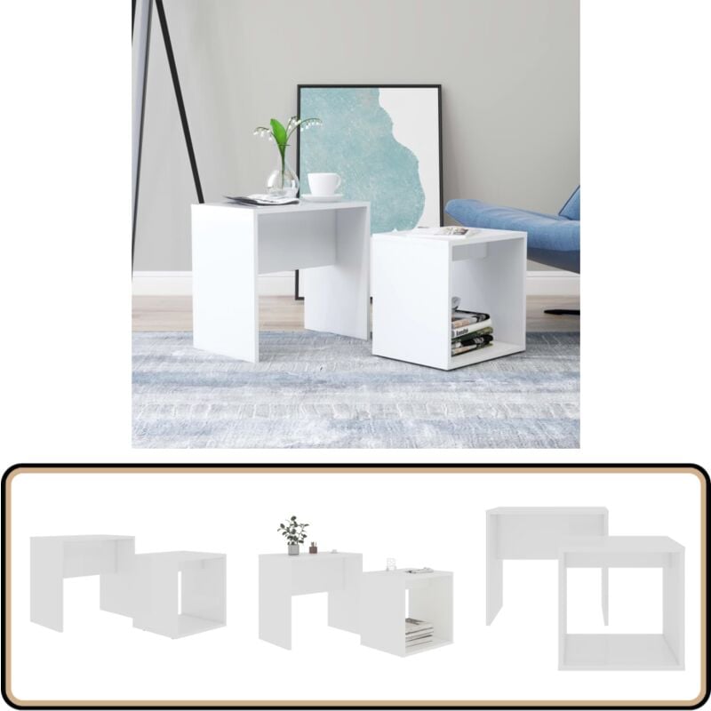 Vidaxl - Couchtisch-Set Weiß 48x30x45 cm Holzwerkstoff - Couchtisch - Holztisch - Wohnzimmerschmuck - Platzsparendes Möbelstück - Sideboard