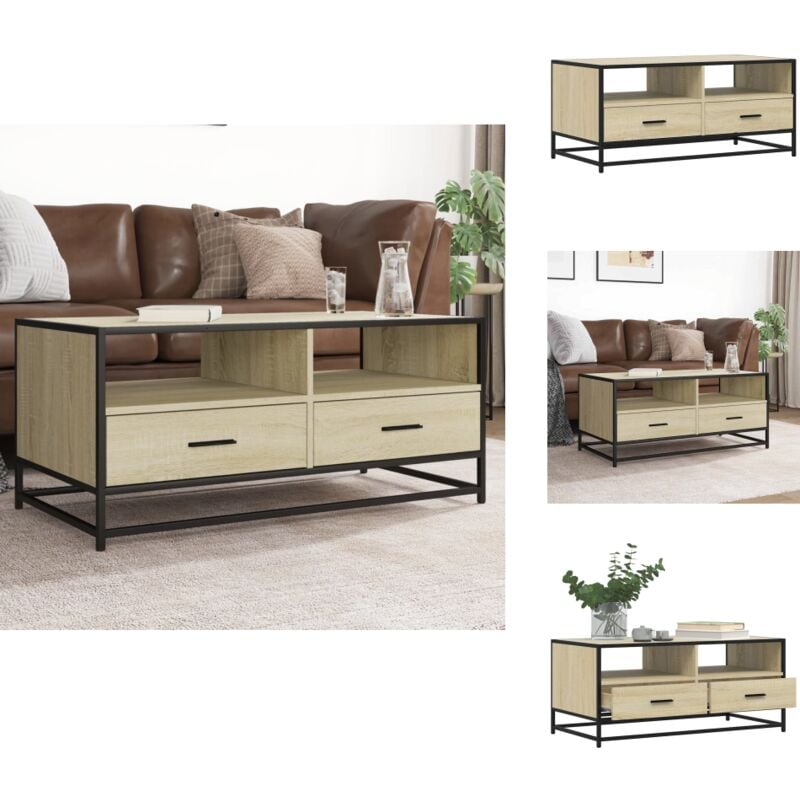 Couchtisch Sonoma-Eiche 100x50x45 cm Holzwerkstoff und Metall - Couchtisch - Couchtische - Couchtisch Niedrig - Tisch