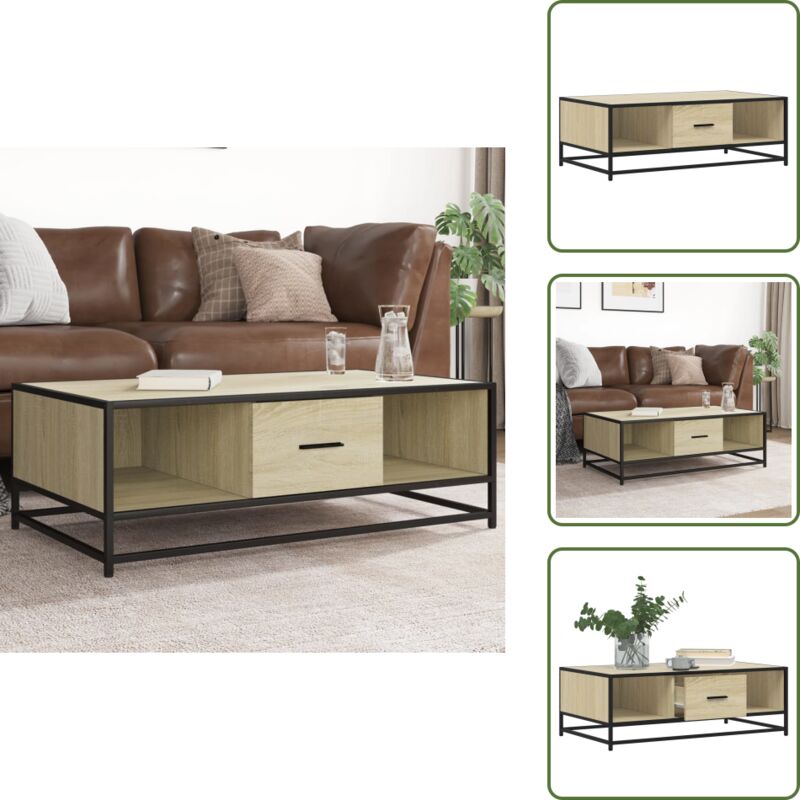 Couchtisch Sonoma-Eiche 100x57x35 cm Holzwerkstoff und Metall - Couchtisch - Couchtische - Couchtisch Niedrig - Tisch