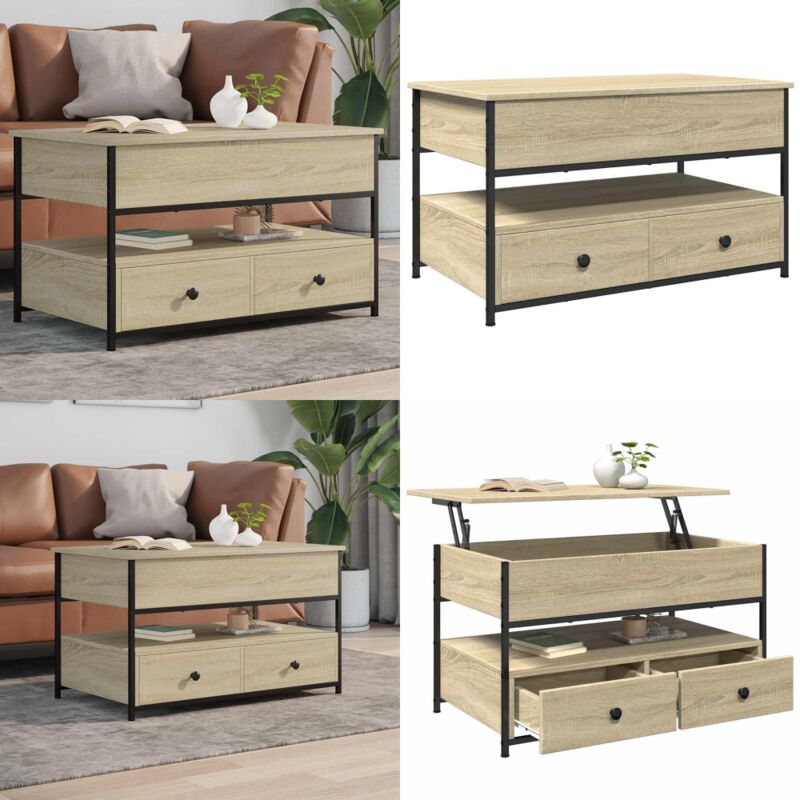 Couchtisch Sonoma-Eiche 85x50x50 cm Holzwerkstoff und Metall - Holzwerkstoff Couchtisch - Metall Couchtisch