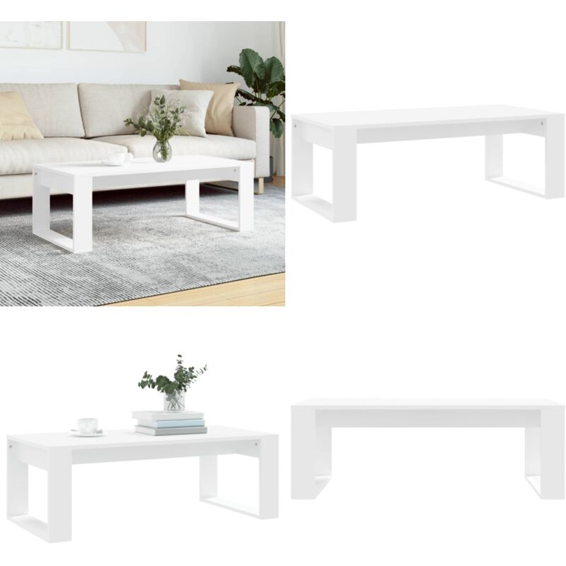 Couchtisch Weiß 102x50x35 cm Holzwerkstoff - Couchtisch - Wohnzimmertisch - Holzt Tisch - Weißer Couchtisch - Moderner Couchtisch - Home & Living