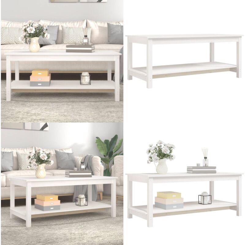 Vidaxl - Couchtisch Weiß 110x55x45 cm Massivholz Kiefer - Holz Couchtisch - Kiefernholz Couchtisch - Weißer Couchtisch - Beistelltisch