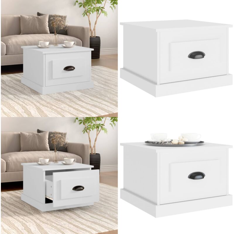Couchtisch Weiß 50x50x35 cm Holzwerkstoff - Couchtisch - Wohnzimmerschrank - Weißer Couchtisch - Holzmöbel - Holzwerkstoffeinrichtung - Home & Living
