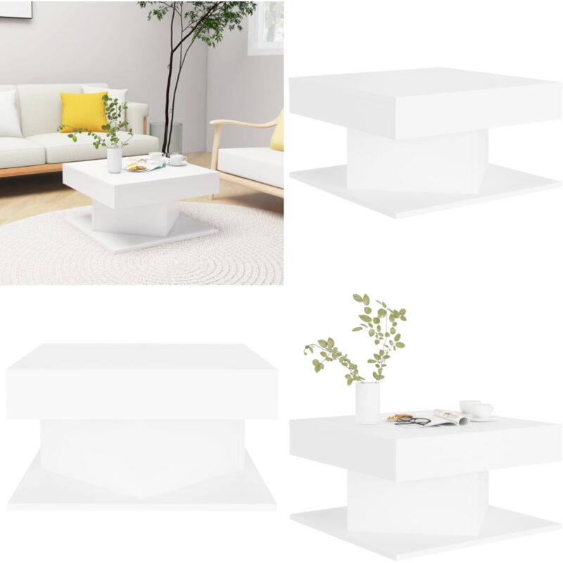 Couchtisch Weiß 57x57x30 cm Holzwerkstoff - Couchtisch - Wohnzimmertisch - Weißer Couchtisch - Holzt Tisch - Beistelltisch - Home & Living