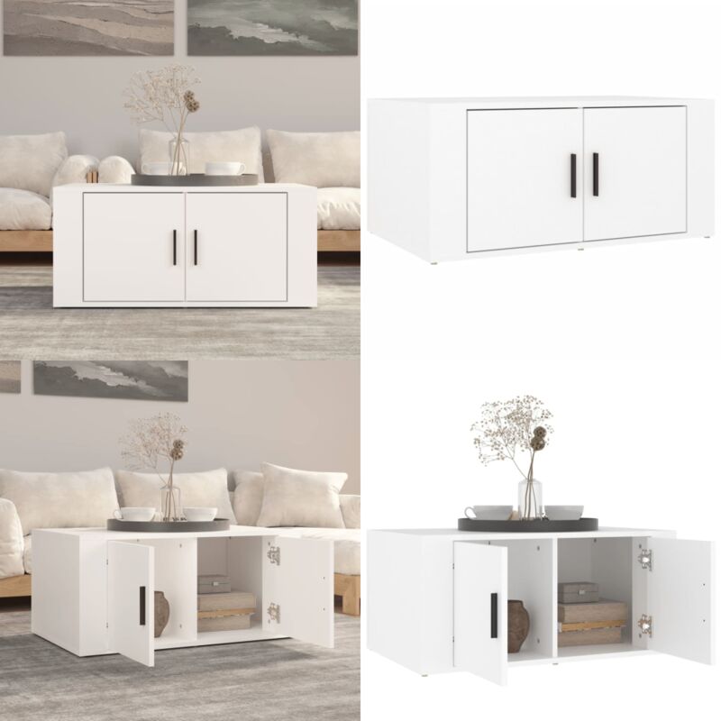 Couchtisch Weiß 80x50x36 cm Holzwerkstoff - Couchtisch - Wohnzimmerstil - Holzwerkstoff Möbel - Weißer Couchtisch - tv Stand - Home & Living
