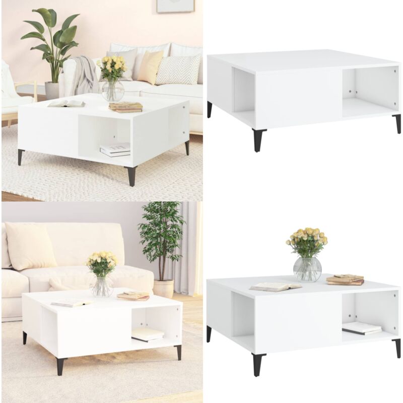 Vidaxl - Couchtisch Weiß 80x80x36,5 cm Holzwerkstoff - Couchtisch - Wohnzimmereinrichtung - Weißer Tisch - Holzt Tisch - Stauraum - Home & Living