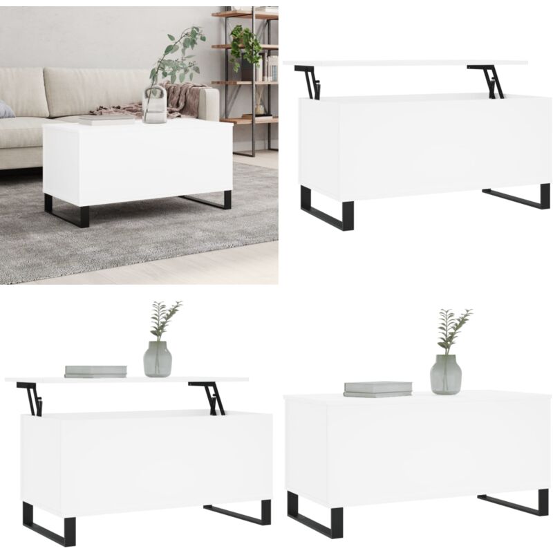 Couchtisch Weiß 90x44,5x45 cm Holzwerkstoff - Couchtisch - Wohnzimmerstil - Weißer Couchtisch - Holzwerkstoff Möbel - tv Stand - Home & Living