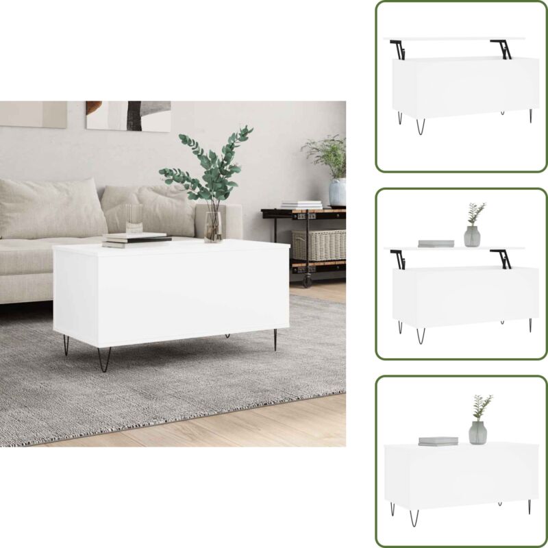 Vidaxl - Couchtisch Weiß 90x44,5x45 cm Holzwerkstoff - Eleganter Couchtisch - Wohnzimmerstil - Weißer Couchtisch - Stauraum Im Couchtisch