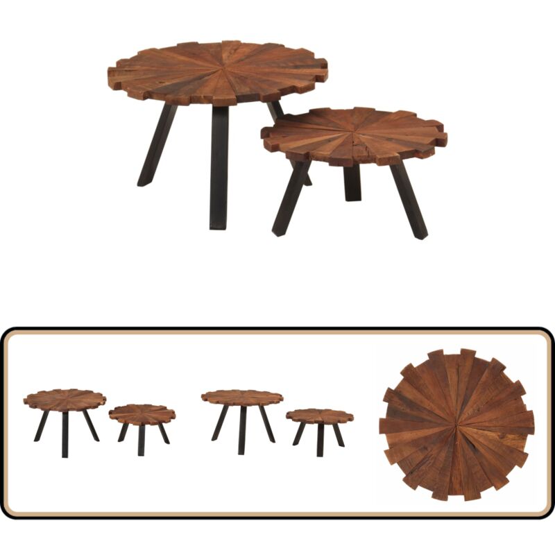Vidaxl - Couchtische 2 Stk. Altholz Massiv und Eisen - Holz Couchtisch - Altholz Couchtisch - Recycelter Holz Couchtisch - Vintage Couchtisch