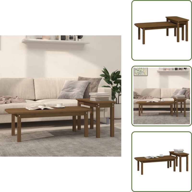 Vidaxl - 2-tlg. Couchtisch-Set Honigbraun Massivholz Kiefer - Holz Couchtisch - Kiefernholzmöbel - Couchtisch Set - Wohnzimmerdeko - Side Table