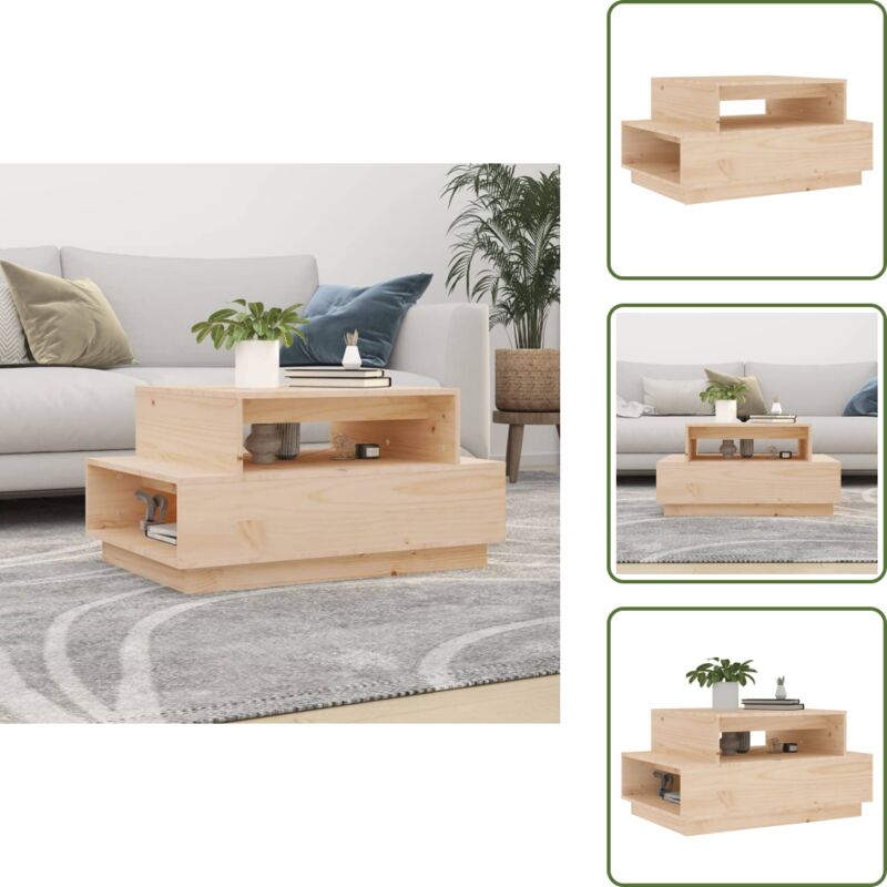 Couchtisch 80x55x40,5 cm Massivholz Kiefer - Holz Couchtisch - Kiefernholz Couchtisch - Wohnzimmerstil - Rustikaler Stil - Wohnzimmer Möbel