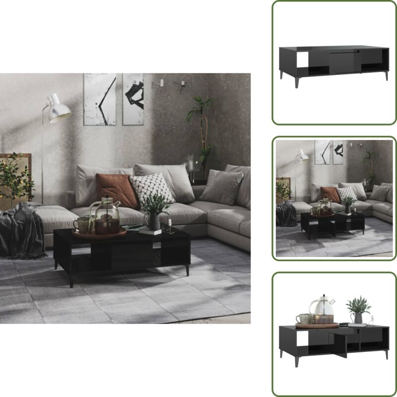 Vidaxl - Couchtisch Hochglanz-Schwarz 103,5x60x35 cm Holzwerkstoff - Industrieller Couchtisch - Schwarz Couchtisch - Beistelltisch - Wohnzimmertisch