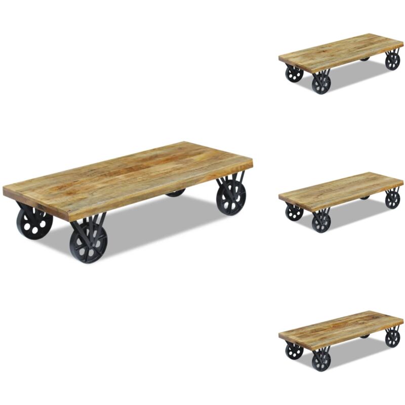 Vidaxl - Couchtisch Mangoholz 120x60x30 cm - Holz Couchtisch - Mangoholz Couchtisch - Couchtisch Mit Rollen - Vintage Couchtisch - Wohnzimmertisch