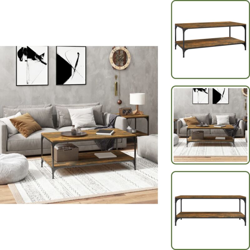 Vidaxl - Couchtisch Räuchereiche 100x50x40 cm Holzwerkstoff - Industrieller Couchtisch - Wohnzimmerstil - Holzt Tisch - Stahlgestell - Couchtisch Mit
