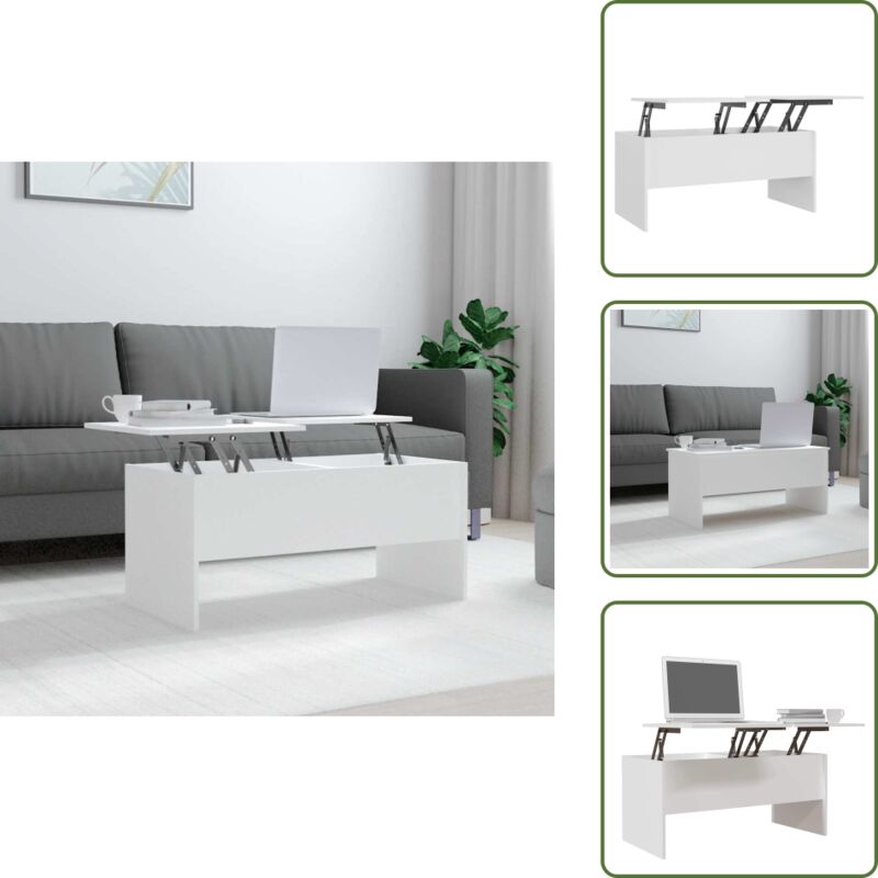 Couchtisch Weiß 102x50,5x46,5 cm Holzwerkstoff - Couchtisch - Wohnzimmereinrichtung - Holzwerkstoff Möbel - Weißer Couchtisch - tv Stand