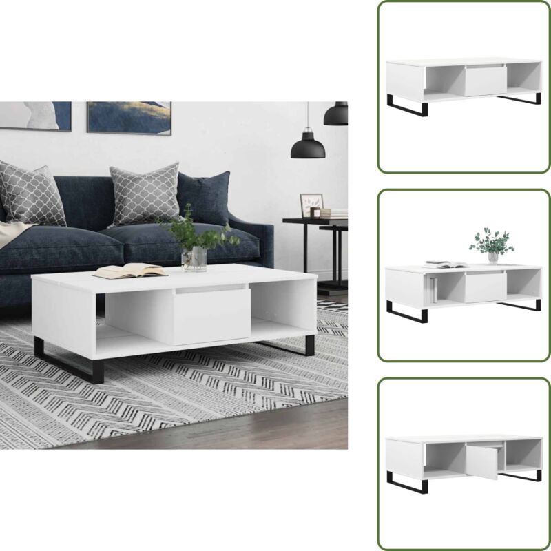 Couchtisch Weiß 104x60x35 cm Holzwerkstoff - Couchtisch - Wohnzimmerschreibtisch - Beistelltisch - Weißer Couchtisch - Holzt Tisch