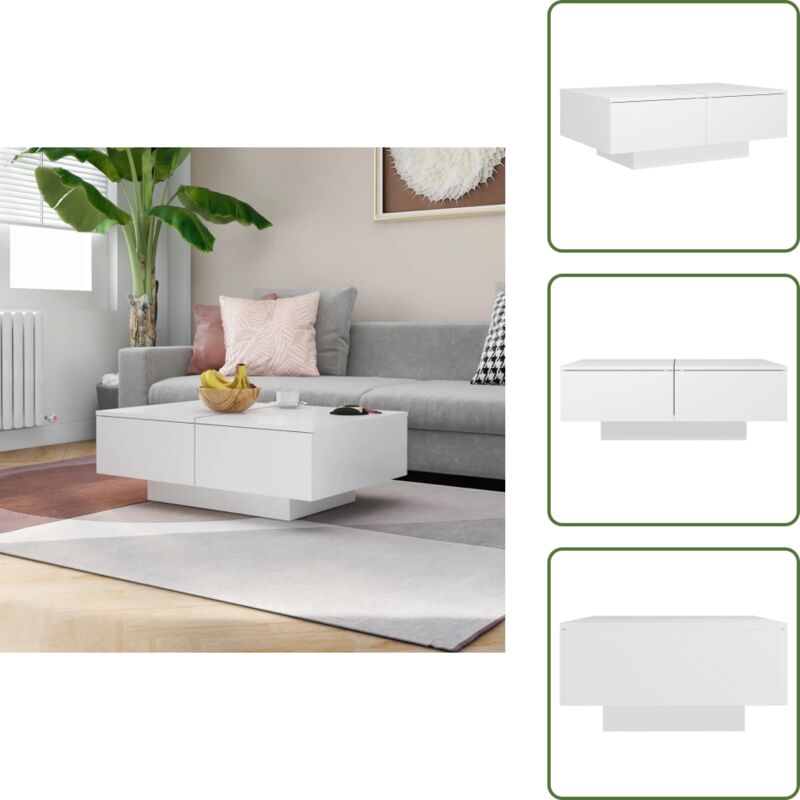 Couchtisch Weiß 90x60x31 cm Holzwerkstoff - Couchtisch - Wohnzimmerstil - Weißer Couchtisch - Beistelltisch - Holzwerkstoff Möbel