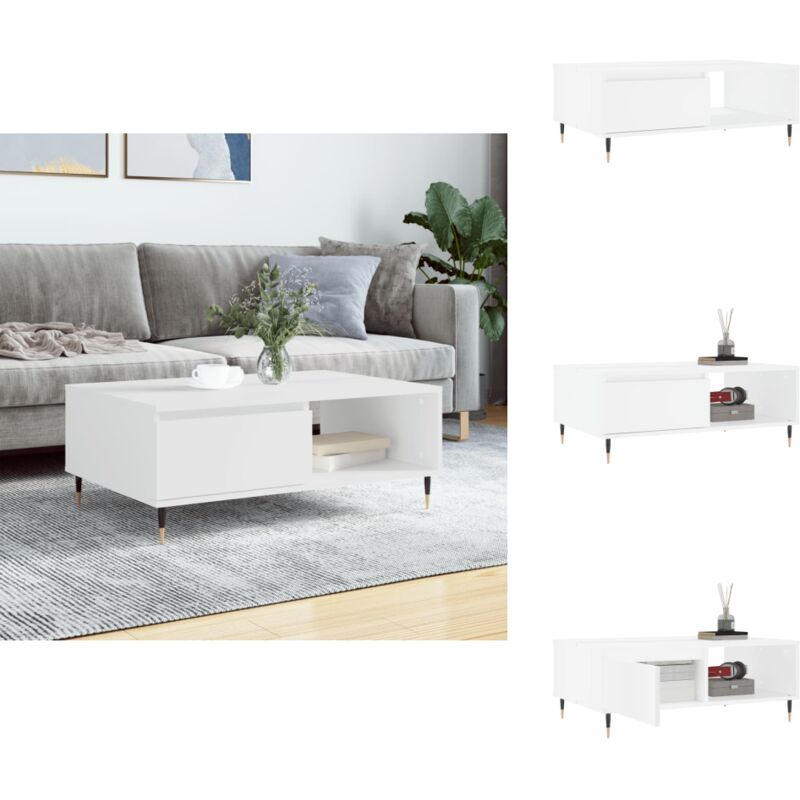 Couchtisch Weiß 90x60x35 cm Holzwerkstoff - Couchtisch - Wohnzimmerschreibtisch - Beistelltisch - Weißer Couchtisch - Holzkohletisch