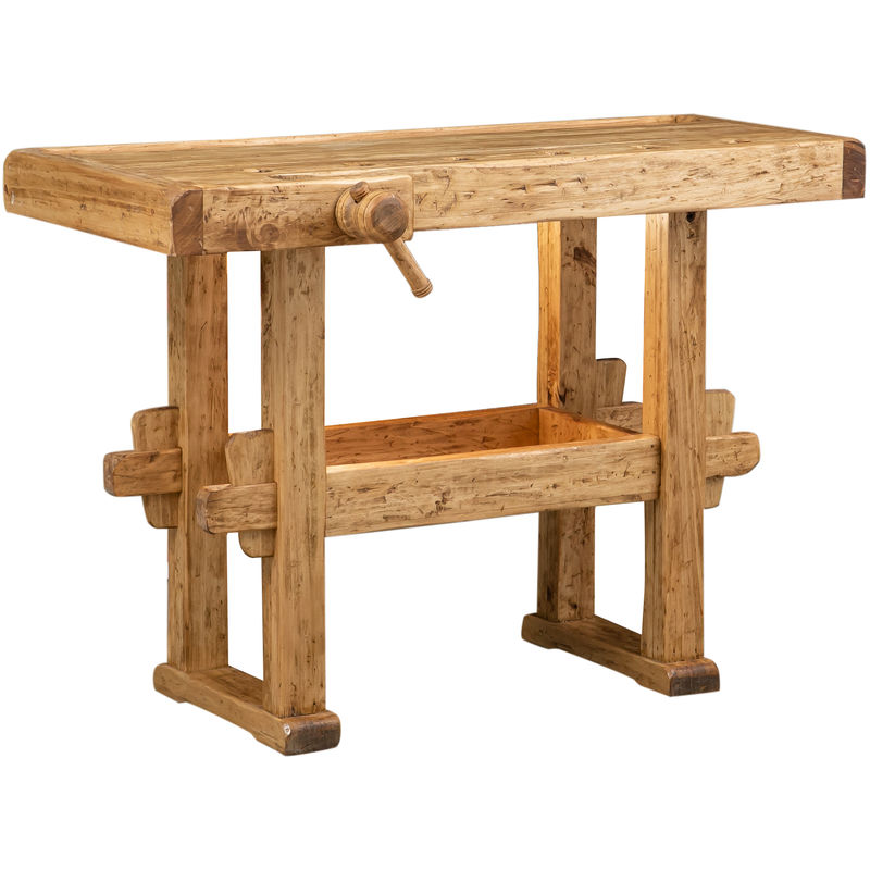 Biscottini - Country Werkbank aus massivem Lindenholz natur L126xPR69xH90 cm. Made in Italy