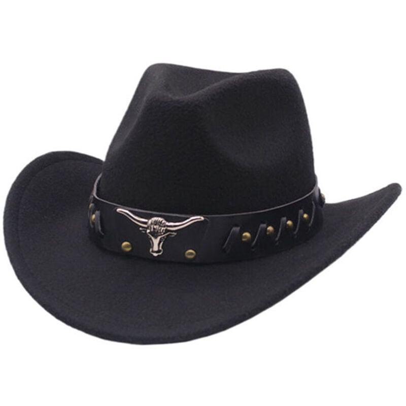 Sjqka - Cowboyhut für Damen und Herren, Westernhut, Jazz-Hut, schwarzer Cowboyhut, Cowboyhut für Damen, Cowboyhut, Cowboyhut für Damen und Herren,