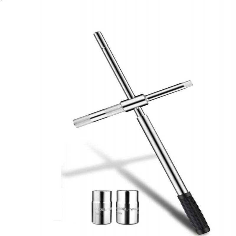 CR-V Auto-Radschlüssel, Auto-Radkreuz mit Duplex-Stecknüssen (4 Größen) 17 mm / 19 mm & 21 mm / 23 mm für die Montage und Demontage von Autoreifen