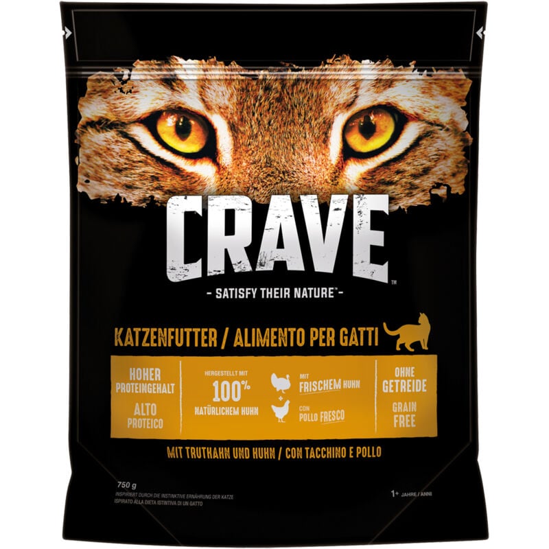 Crave - Adult mit Truthahn und Huhn Katzenfutter 750 g Trockenfutter