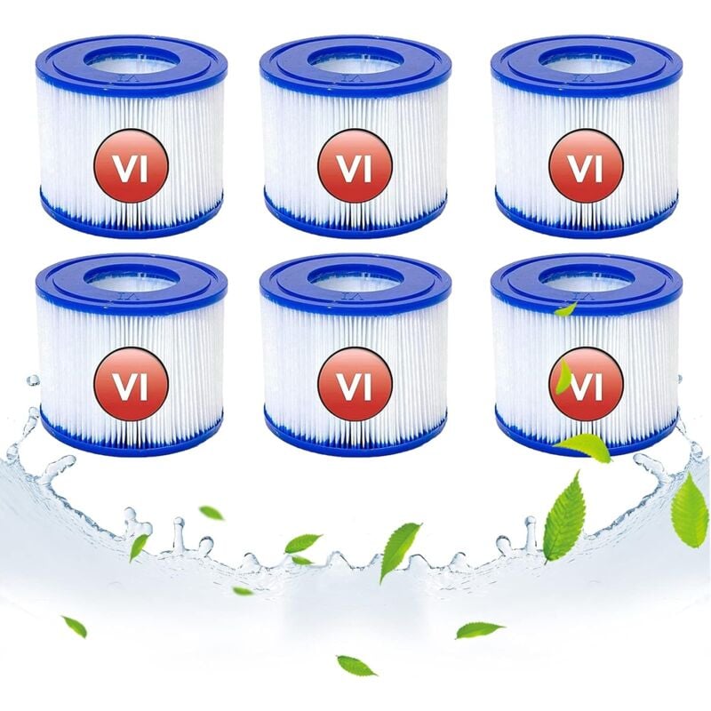 Crediri Ersatzfilterkartuschen für Bestway vi, VI-Filterkartusche für Lay-Z-Spa Miami, für Vegas, für Monaco-Size, Jacuzzi-Filter, für Bestway 58323,