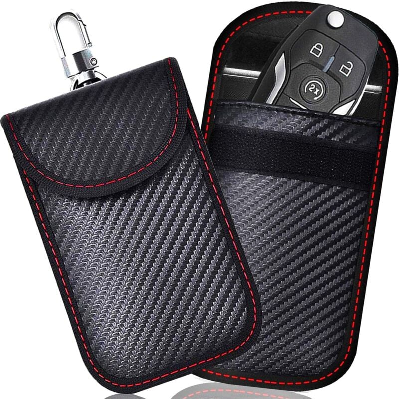 Crediri Signalblockierende Faraday-Tasche, 2er-Pack RFID-Signalblockierende Tasche für Autoschlüssel, Anti-RFID-Schutzhülle aus Kohlefaser