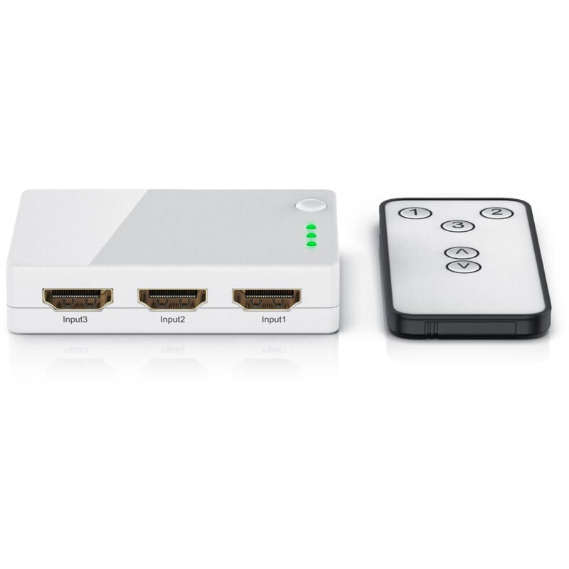 Csl hdmi Switch Verteiler 3 in 1 Out, Automatische Umschaltung 3 Port TrueHD, dts-hd, lpcm 7.1, 5.1, dsd, Dolby-AC3 - mit Verstärker
