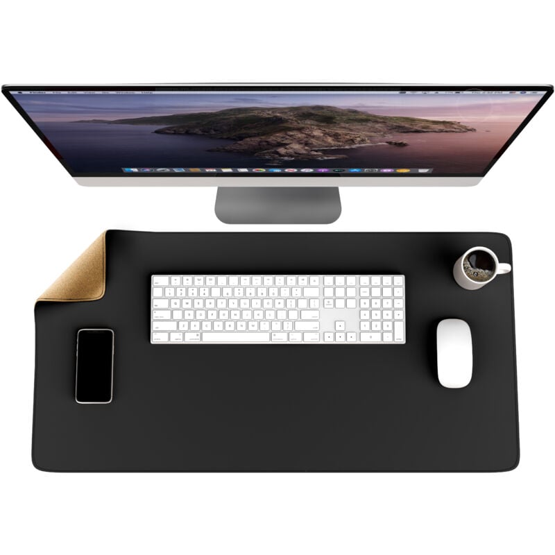 Csl Mauspad, xxl 800 x 400 x 3 mm Schreibtischunterlage, xxl Mousepad / Rutschfest, schwarz