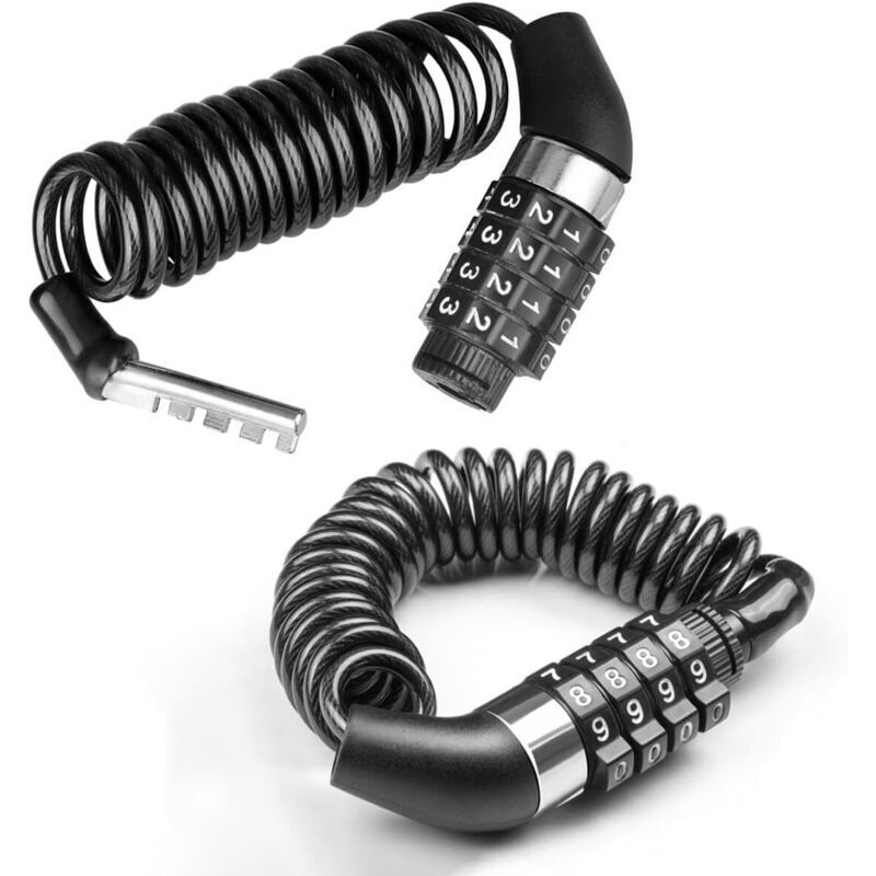 CSPARCV 2-teiliges 4-stelliges Zahlenschloss für Helme, ausziehbares Fahrradschloss bis zu 150 cm, Diebstahlsicheres Fahrradschloss, kleines