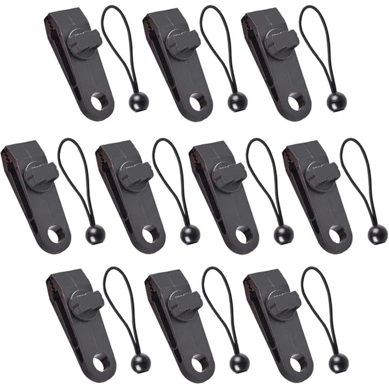 Csparkv - 10 Sets Multifunktionale Planenklammer Zeltklemmen Planenclip mit schwarzer elastischer Kordel für Planen Markisen Camping