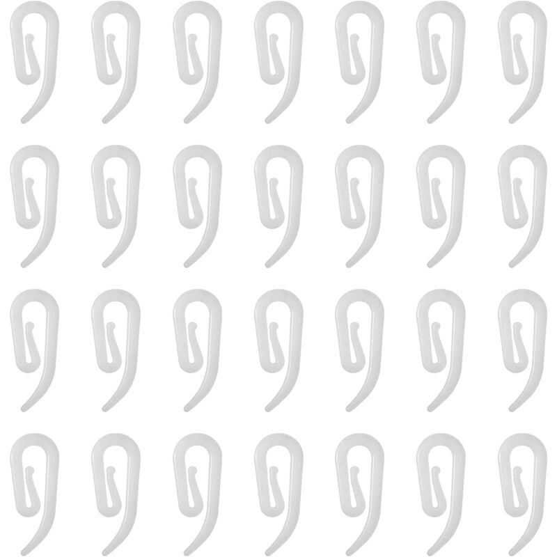 Csparkv - 100 Stück weiße Gardinenhaken aus Kunststoff, Gardinenstangenhaken, Gardinenklammerhaken für Fenstervorhang, Türvorhang und Duschvorhang