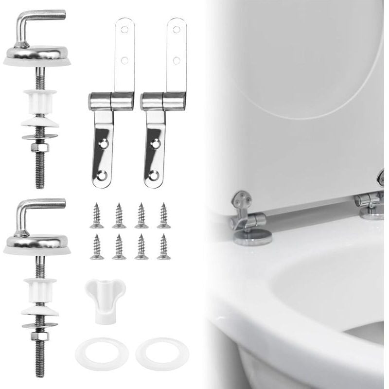2-teiliges WC-Sitz-Befestigungsset, WC-Sitz-Scharnierbefestigung, WC-Sitz-Befestigungsscharniere, WC-Sitz-Scharnier mit Schrauben, geeignet für die