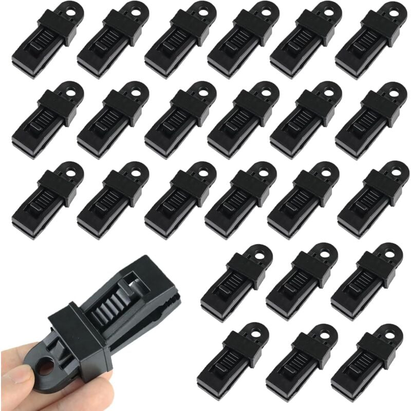 CSPARKV 24-teiliger Zeltplanenclip, verstellbarer Zeltplanenclip, Klemme für Plane, Markise, Plane, Outdoor-Camping, Wohnwagenvorzelt